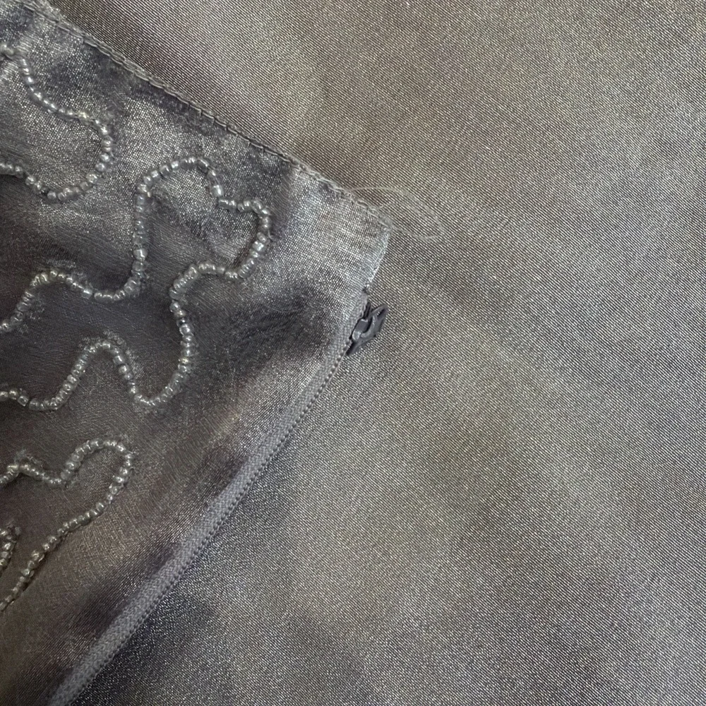 Vintage Glam Hand Beaded And Sequin Pillow Cover GunMetal Gray , 15 X 15 EUC